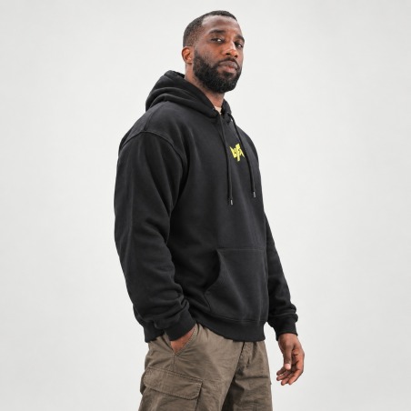 Black Hoodie — UFA 2025, side view